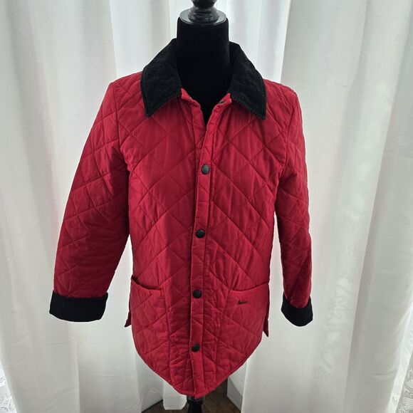 Barbour Jackets & Blazers - Barbour Red Quilted Jacket with Black Collar